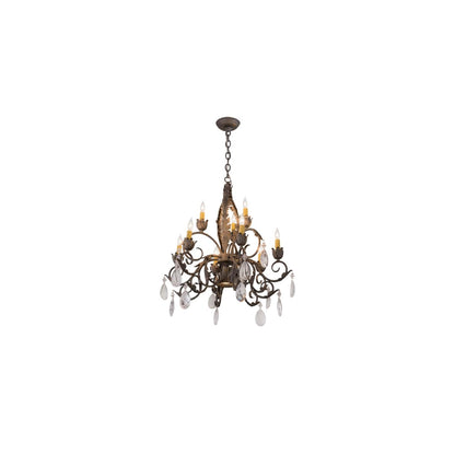 New Country French 9 Light 26" Wide Crystal Candle Style Chandelier