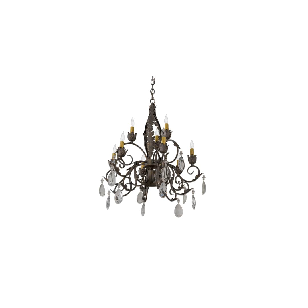 New Country French 9 Light 26" Wide Crystal Candle Style Chandelier