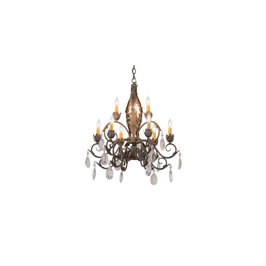 New Country French 9 Light 26" Wide Crystal Candle Style Chandelier