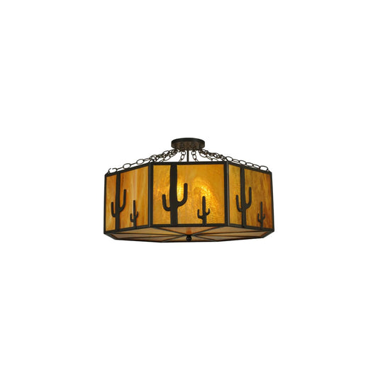 Southwest 8 Light 28" Wide Semi-Flush Drum Ceiling Fixture
