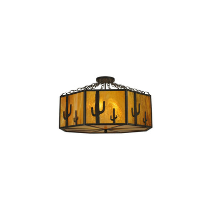 Southwest 8 Light 28" Wide Semi-Flush Drum Ceiling Fixture