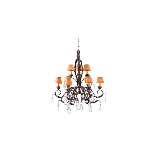 Country French 9 Light 36" Wide Crystal Chandelier