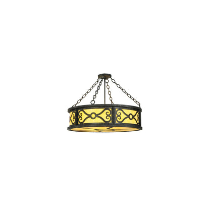 Donya 4 Light 26" Wide Semi-Flush Drum Ceiling Fixture - Cajun Spice Finish