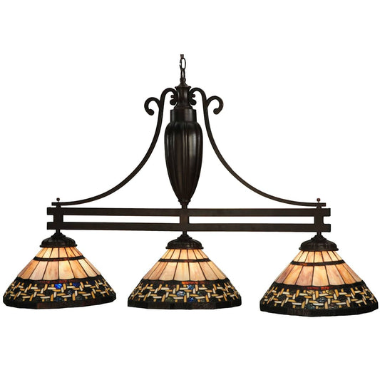 Ilona 3 Light 48" Wide Hand-Crafted Stained Glass Chandelier
