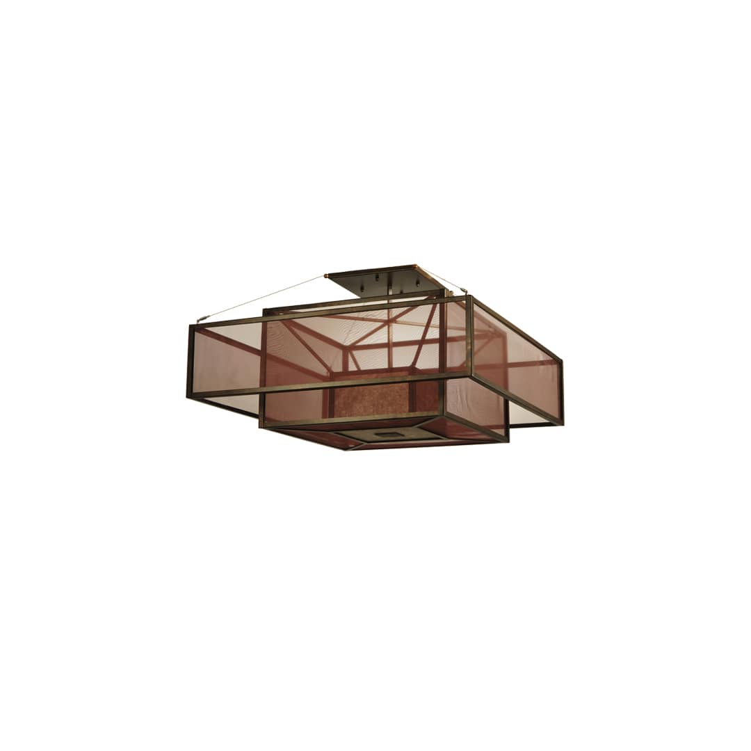 Quadrato Umador 4 Light 51" Wide Semi-Flush Square Ceiling Fixture - Gilded Tobacco Finish