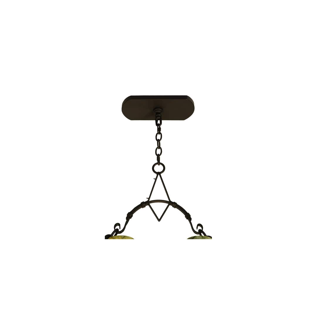 Tudor 15 Light 60" Wide Pillar Candle Style Chandelier with Green Jadestone Shades- Wrought Iron Finish