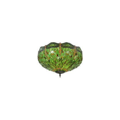 Tiffany Hanginghead Dragonfly 5 Light 38" Wide Semi-Flush Bowl Ceiling Fixture