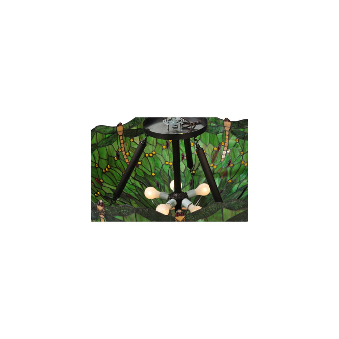 Tiffany Hanginghead Dragonfly 5 Light 38" Wide Semi-Flush Bowl Ceiling Fixture