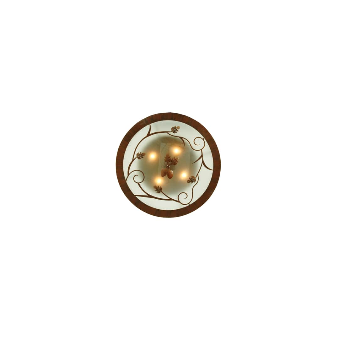 Oak Leaf and Acorn 4 Light 30" Wide Flush Mount Drum Ceiling Fixture