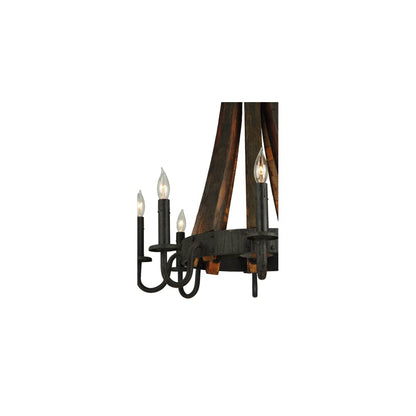 Barrel Stave Madera 8 Light 24" Wide Taper Candle Style Chandelier