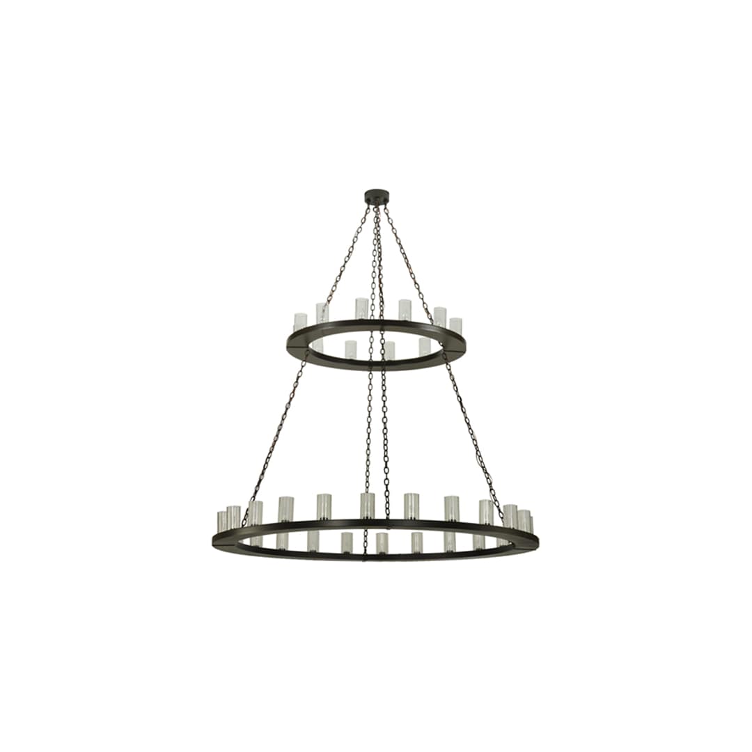 Loxley 36 Light 72" Wide Pillar Candle Style Chandelier with Clear, Seedy Glass Shades - Timeless Bronze Finish