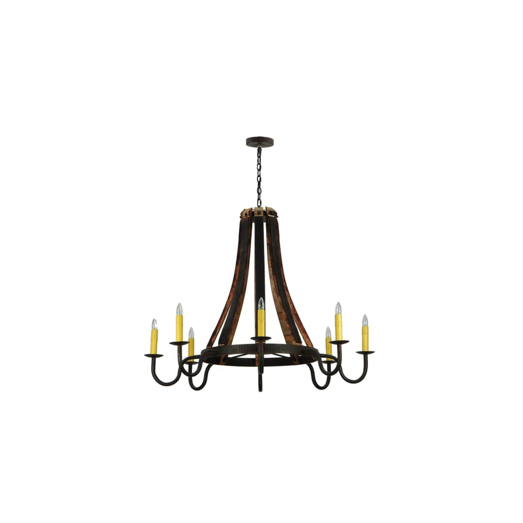 Barrel Stave Madera 8 Light 50" Wide Taper Candle Style Chandelier