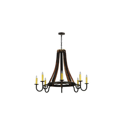 Barrel Stave Madera 8 Light 50" Wide Taper Candle Style Chandelier