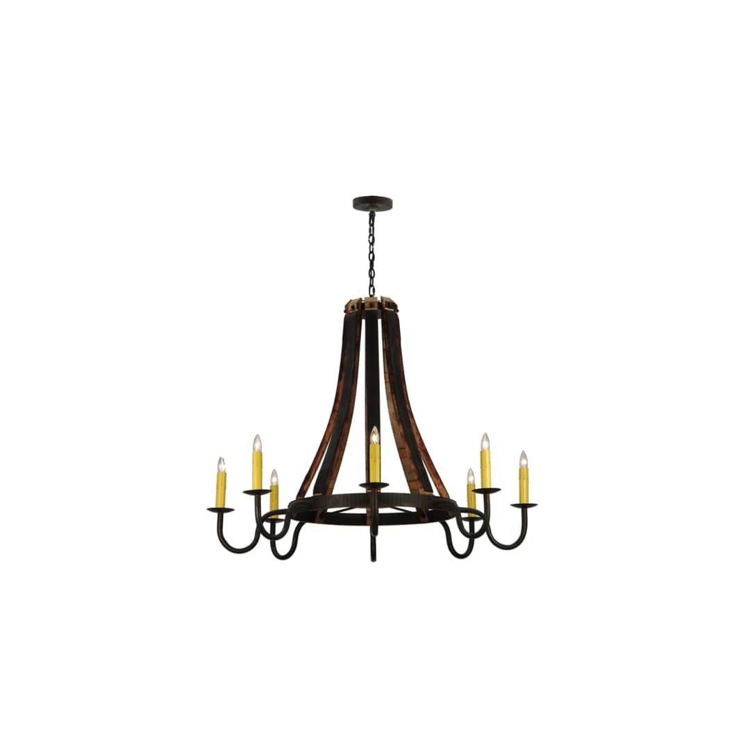 Barrel Stave Madera 8 Light 50" Wide Taper Candle Style Chandelier