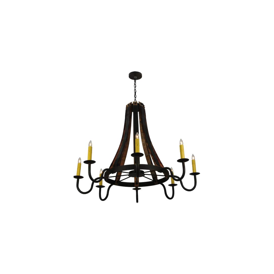 Barrel Stave Madera 8 Light 50" Wide Taper Candle Style Chandelier