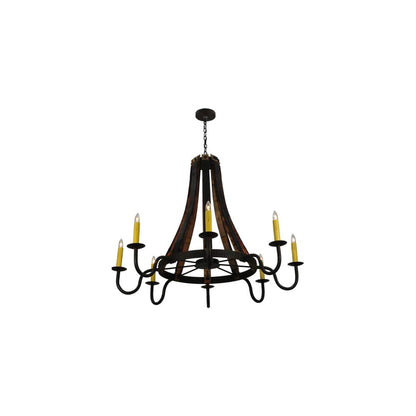 Barrel Stave Madera 8 Light 50" Wide Taper Candle Style Chandelier
