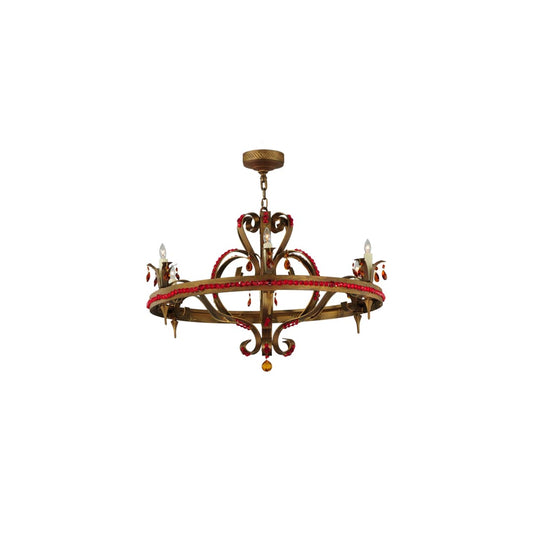 Grosetto 6 Light 39" Wide Beaded Candle Style Chandelier