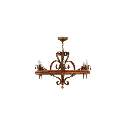 Grosetto 6 Light 39" Wide Beaded Candle Style Chandelier