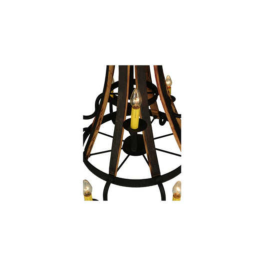 Barrel Stave Madera 12 Light 44" Wide Wrought Iron Candle Style Chandelier