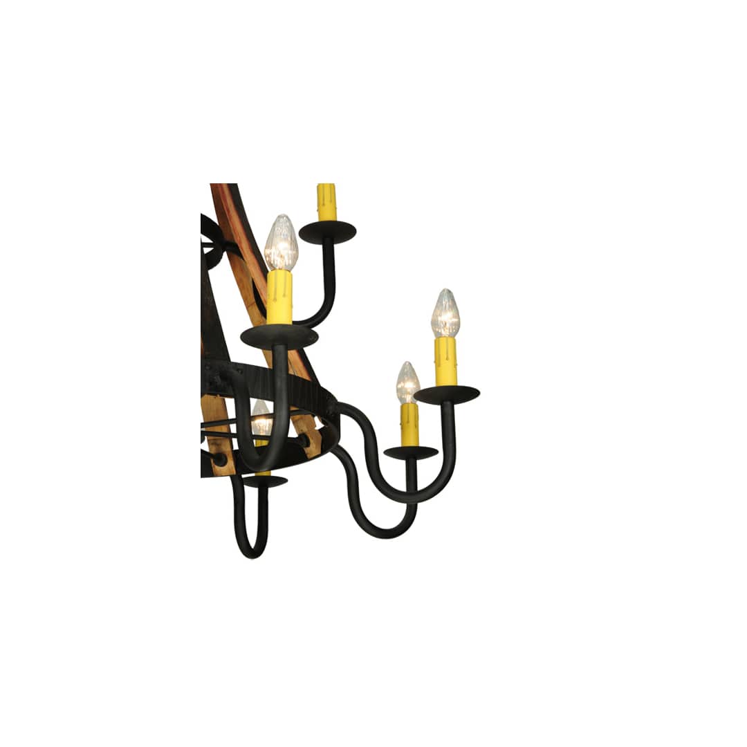 Barrel Stave Madera 12 Light 44" Wide Wrought Iron Candle Style Chandelier