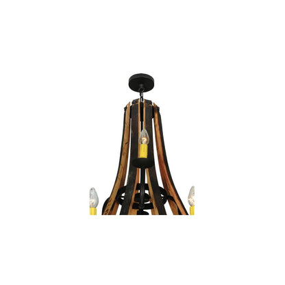 Barrel Stave Madera 12 Light 44" Wide Wrought Iron Candle Style Chandelier