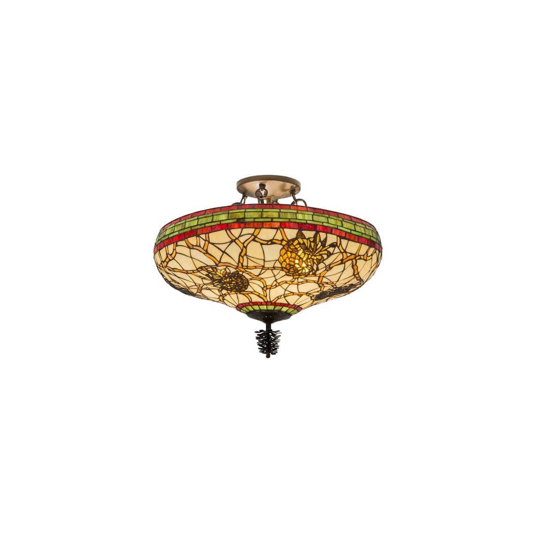 Pinecone 4 Light 19" Tall Semi-Flush Bowl Ceiling Fixture - Antique Copper Finish