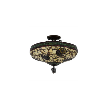 Pinecone 4 Light 19" Tall Semi-Flush Bowl Ceiling Fixture - Antique Copper Finish