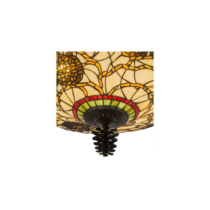 Pinecone 4 Light 19" Tall Semi-Flush Bowl Ceiling Fixture - Antique Copper Finish