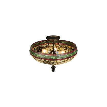 Pinecone 4 Light 19" Tall Semi-Flush Bowl Ceiling Fixture - Antique Copper Finish