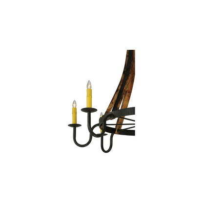Barrel Stave Madera 8 Light 48" Wide Taper Candle Style Chandelier - Natural Wood / Timeless Bronze Finish