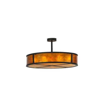 Smythe Craftsman 8 Light 44" Wide Semi-Flush Drum Ceiling Fixture