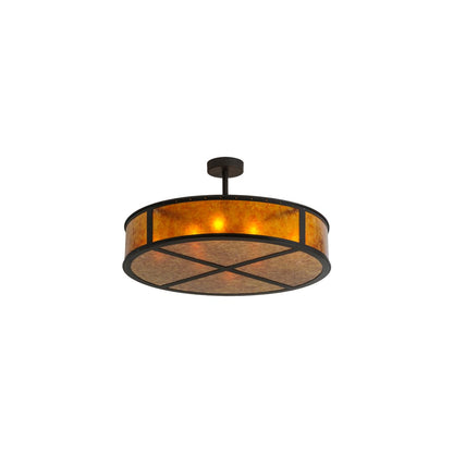Smythe Craftsman 8 Light 44" Wide Semi-Flush Drum Ceiling Fixture