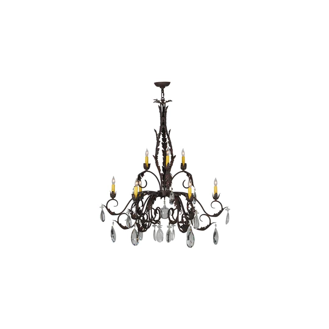 New Country French 9 Light 39" Wide Crystal Candle Style Chandelier