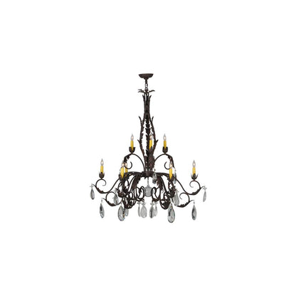 New Country French 9 Light 39" Wide Crystal Candle Style Chandelier