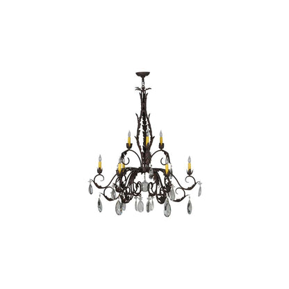 New Country French 9 Light 39" Wide Crystal Candle Style Chandelier