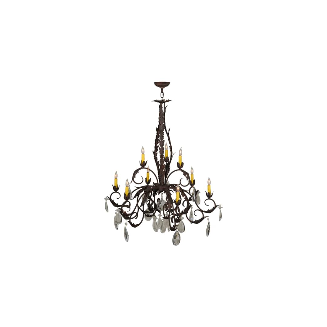 New Country French 9 Light 39" Wide Crystal Candle Style Chandelier
