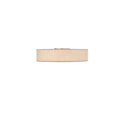 Cilindro 3 Light 36" Wide Semi-Flush Drum Ceiling Fixture with White Burlap Shade - Nickel Finish - GU24 Bulb Base