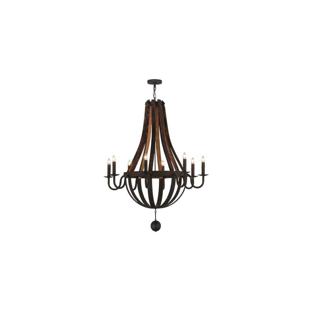 Barrel Stave Madera 8 Light 45" Wide Taper Candle Empire Chandelier