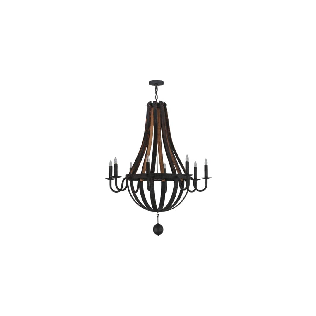 Barrel Stave Madera 8 Light 45" Wide Taper Candle Empire Chandelier