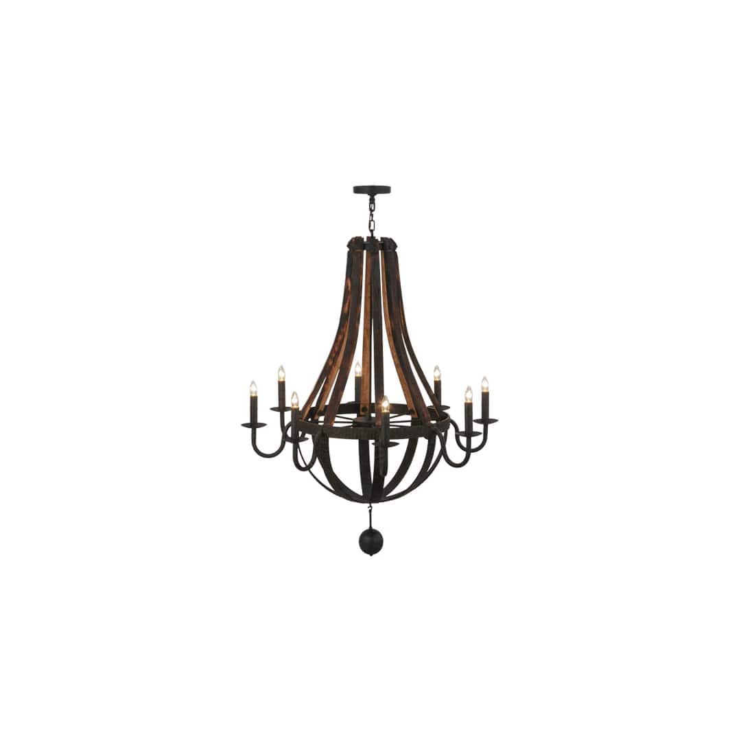 Barrel Stave Madera 8 Light 45" Wide Taper Candle Empire Chandelier