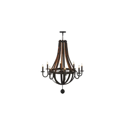 Barrel Stave Madera 8 Light 45" Wide Taper Candle Empire Chandelier