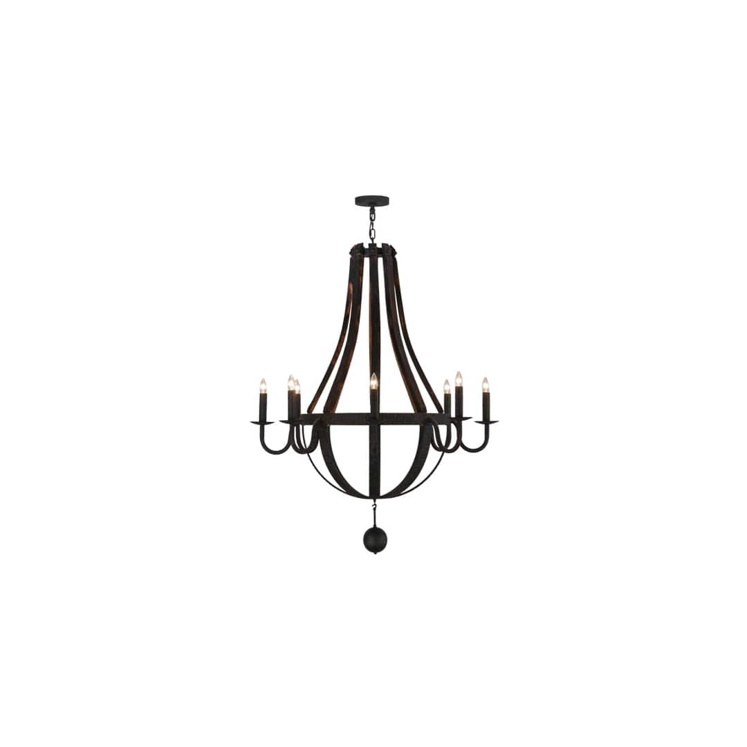 Barrel Stave Madera 8 Light 45" Wide Taper Candle Empire Chandelier