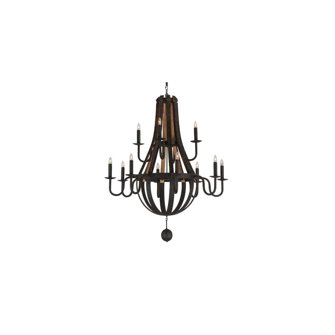 Barrel Stave Madera 12 Light 48" Wide Taper Candle Empire Chandelier
