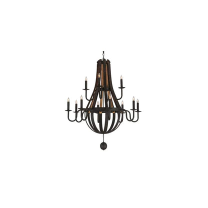 Barrel Stave Madera 12 Light 48" Wide Taper Candle Empire Chandelier