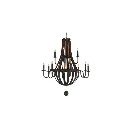 Barrel Stave Madera 12 Light 48" Wide Taper Candle Empire Chandelier