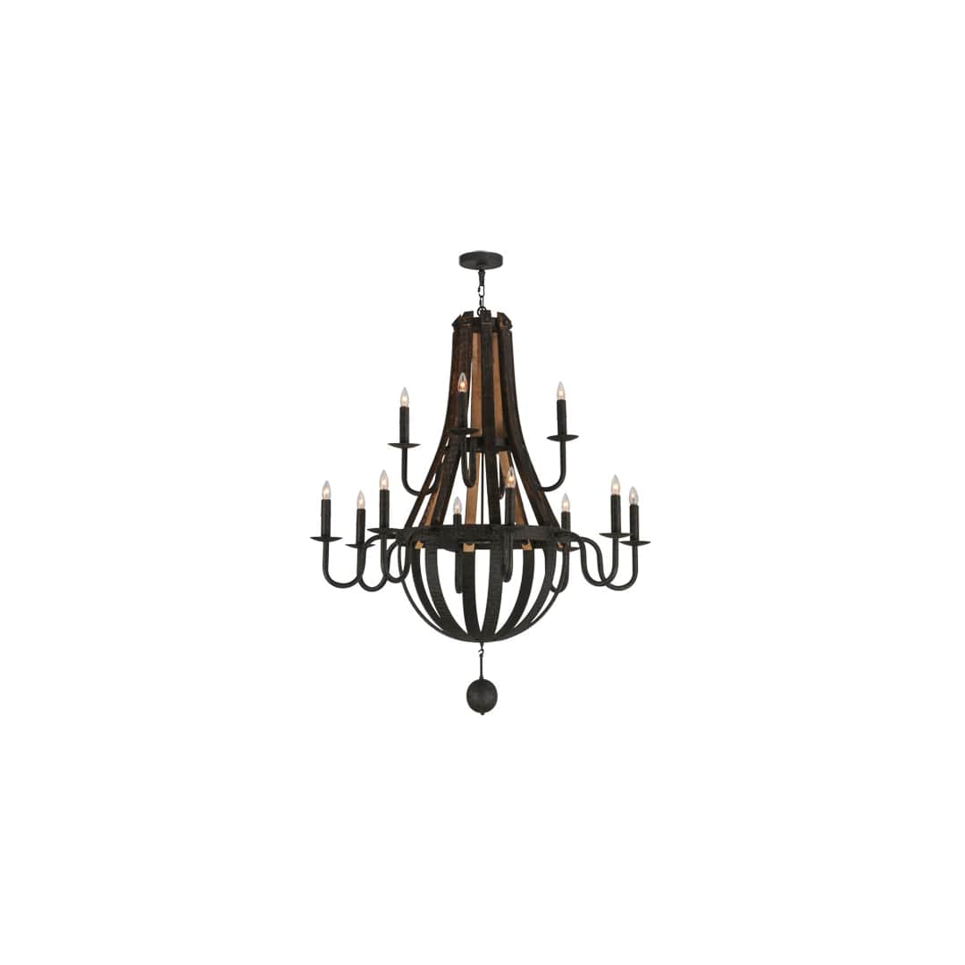 Barrel Stave Madera 12 Light 48" Wide Taper Candle Empire Chandelier