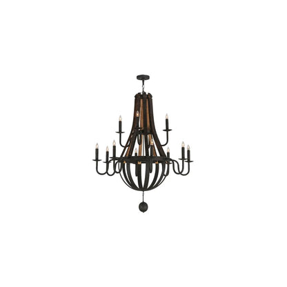 Barrel Stave Madera 12 Light 48" Wide Taper Candle Empire Chandelier