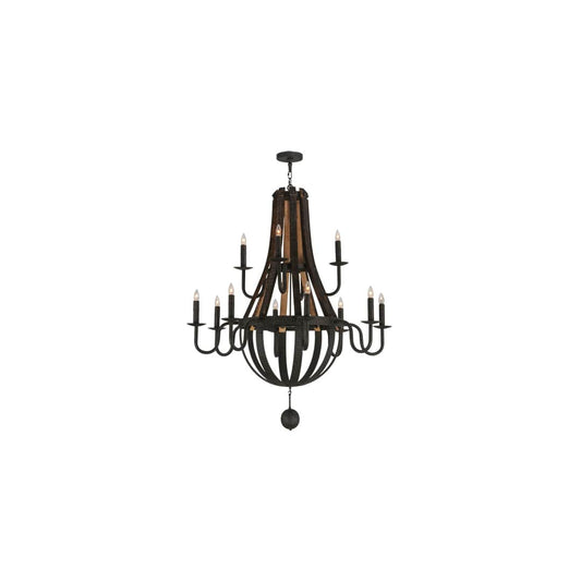 Barrel Stave Madera 12 Light 48" Wide Taper Candle Empire Chandelier