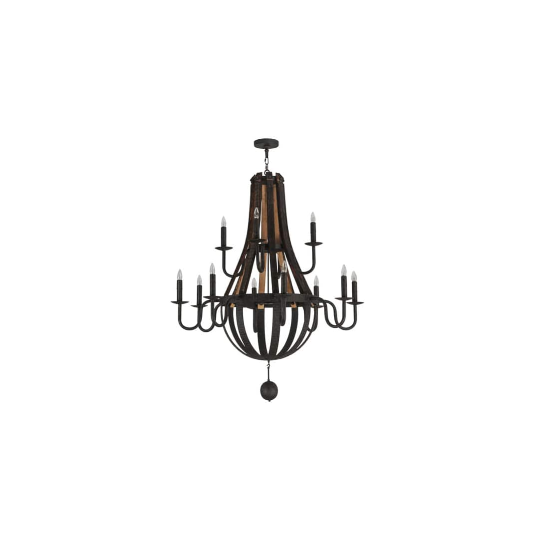 Barrel Stave Madera 12 Light 48" Wide Taper Candle Empire Chandelier