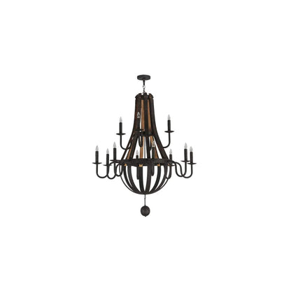 Barrel Stave Madera 12 Light 48" Wide Taper Candle Empire Chandelier